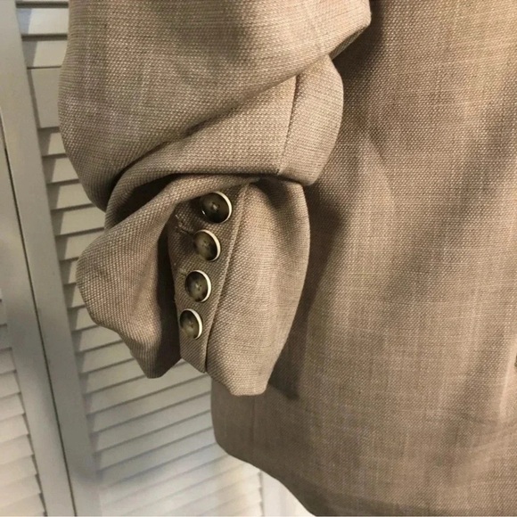 Democracy Tan Blazer with Notched Lapels and Ruched Sleeves - Picture 5 of 9